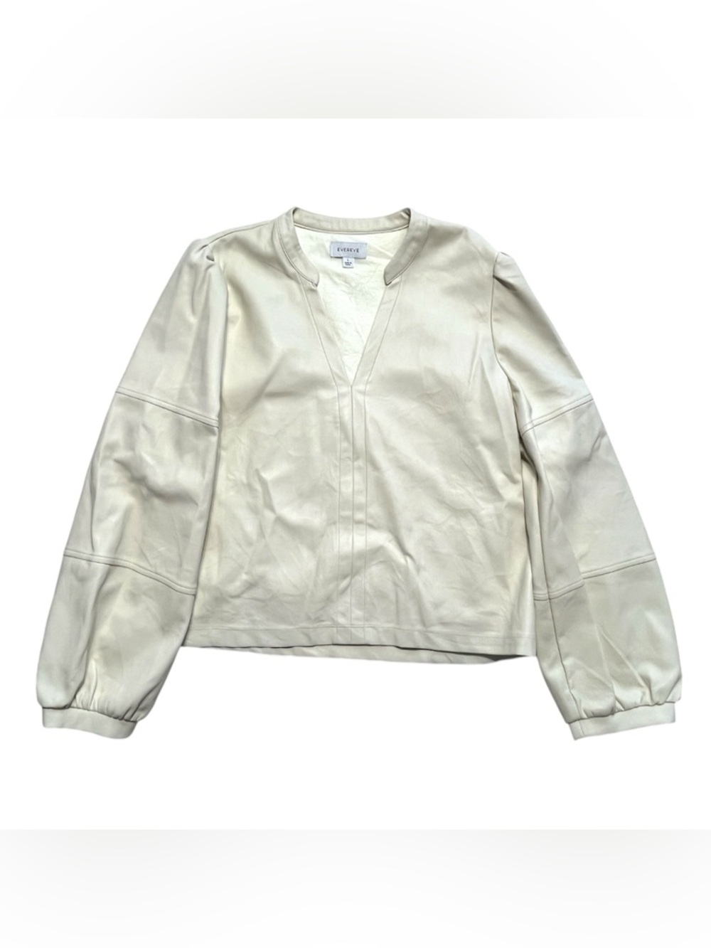 Evereve Cream Leather V-Neck Top